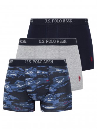 U.S. POLO ASSN. 3Pack boxerky 80332 tm.modrá, šedá, maskáč 